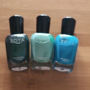 Nail polish trio- blue and green